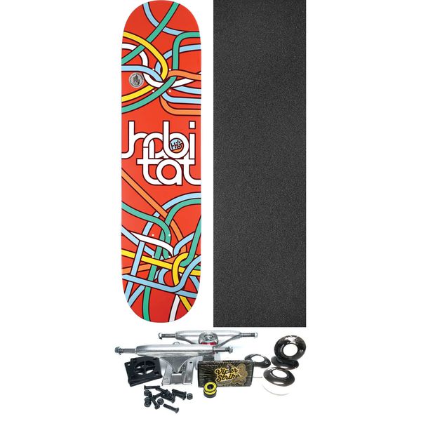 Habitat Skateboards Circuitry Red Skateboard Deck - 8" x 31.625" - Complete Skateboard Bundle